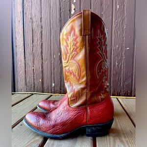 vtg vintage Cowtown cowboy boots 10.5 size 10 1/2 rust brown terracotta clay MX
